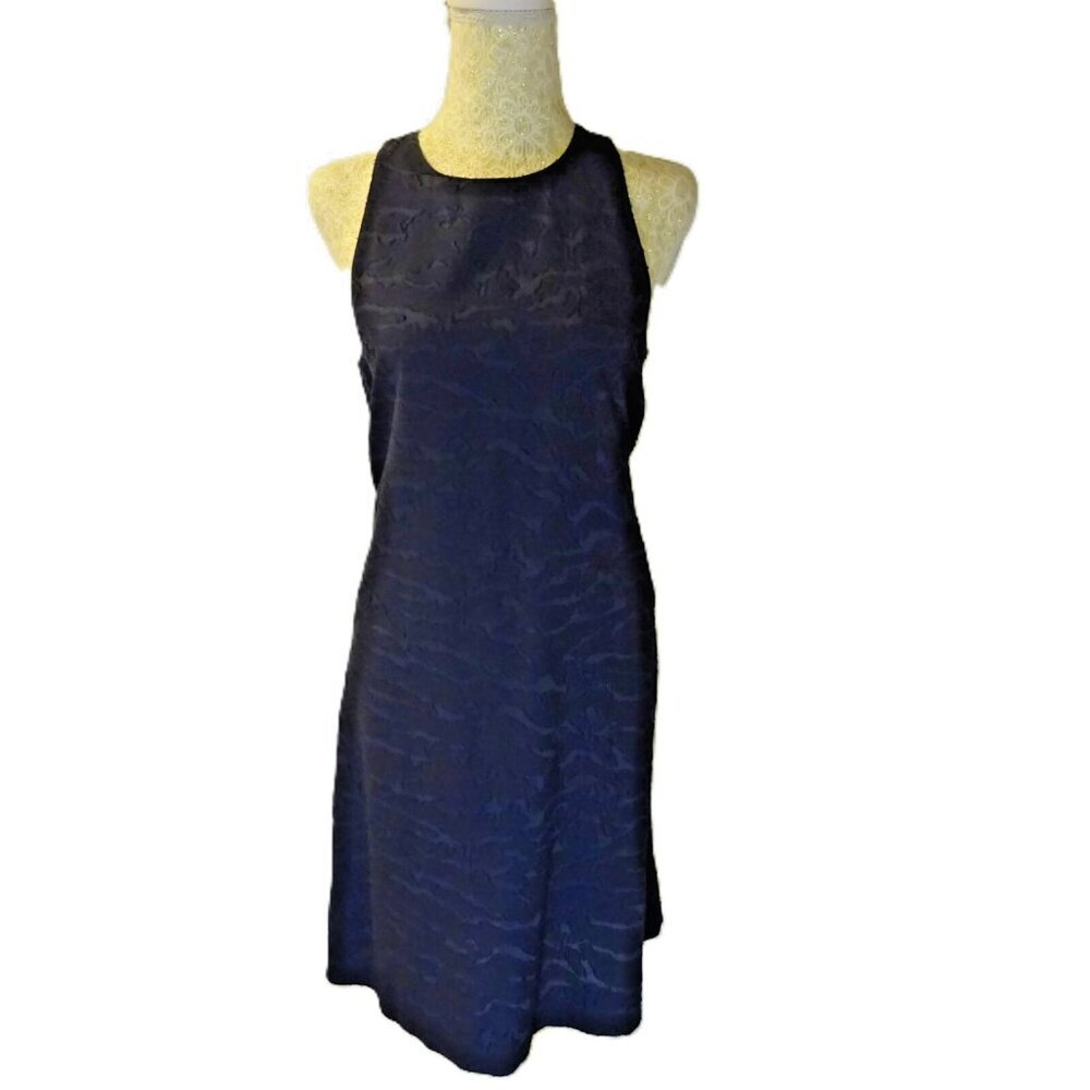 Vince. Size 8 Blue Sleeveless Cotton Silk‎ Textured Dress